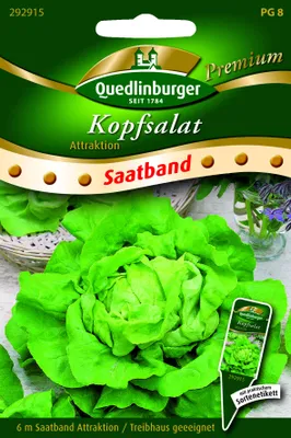 Produktbild von Kopfsalat 'Attraktion' Quedlinburger Salatsamen Saatband