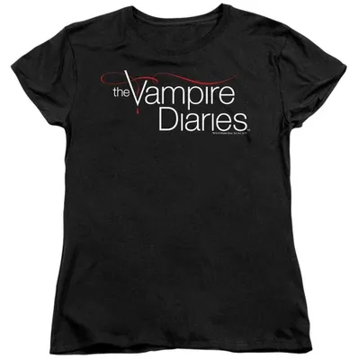 Image de T-shirt "Vampire Diaries" pour femmes, coupe ajustée, référence TV38346 (taille M), couleur noire