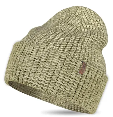 Produktbild von Beanie Mütze Damen Herren Merino Wolle Slouch Olive Dehnbar Weich Pflegeleicht
