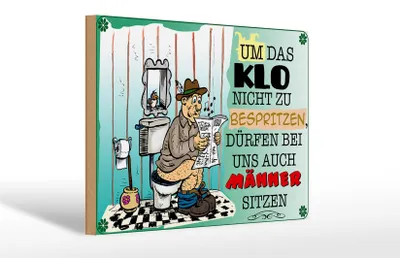 Produktbild von Holzschild Spruch 30x20cm um Klo nicht bespritzen Männer