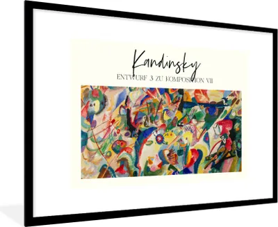 Produktbild von MuchoWow® Gerahmtes Poster Malerei - Wassily Kandinsky - Abstrakt 90x60 cm - Poster mit Schwarzem Bilderrahmen Wandposter Rahmen Foto Bilder - Wanddekoration - Fotos