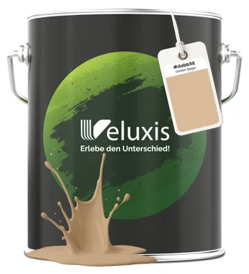 Produktbild von Wandfarbe Beige Gold Creme Matt Innenfarbe – Deckkraft Klasse 1, VOC-frei, Ohne Grundierung, Tropfarm – Wohnzimmer & Schlafzimmer – 5L – Veluxis (Golden Beige)