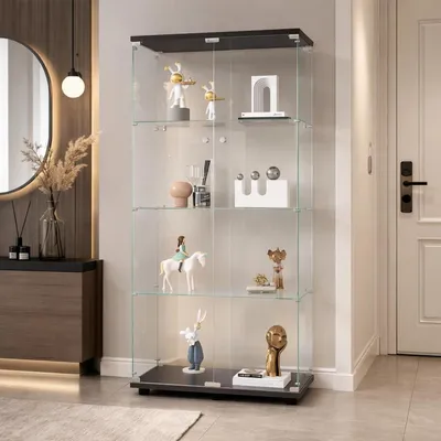 Image de Vitrine fermée avec 2 portes et 4 étagères, de couleur noire