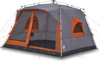 Produktbild von Familienzelt für 7 Personen Grau und Orange Quick Release