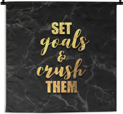Produktbild von MuchoWow® Wandteppich Wandbehang Zitat - Motivation - Marmor - Gold 150x150 cm Tapisserie Dekoration Wandtuch - Wohnaccessoires - Modernes