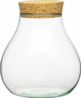 Obrázek produktu pro Ecoglassworks Váza s korkem, dekorativní váza, váza na květiny, skleněná váza, recyklované sklo, transparentní, 19 cm, W-594
