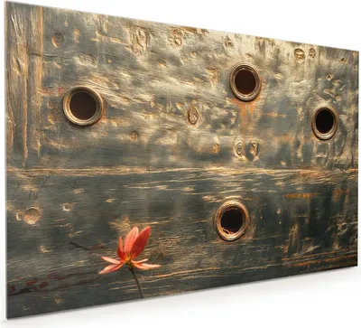 Produktbild von Küchenrückwand Spritzschutz Glas mit Motiv Metallplatte Vintage 40 x 40 cm