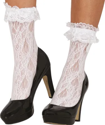 Produktbild von Retro Stil Weiße Spitze Socken 40s 19 Jahrhundert Karneval Vintage Look Modisches Accessoire, Farbe: Weiß