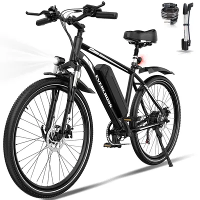 Produktbild von EVERCROSS TECH 26 Zoll Elektrofahrrad, Abnehmbarer 36V 10.4Ah-Akku, 7 Gang Mountainbike, Reichweite 35-90km, LCD-Bildschirm, verstellbare Höhe E-Bike