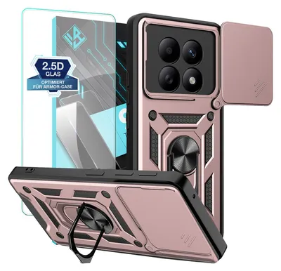 Produktbild von Armor Handyhülle für Xiaomi Redmi Note 15 / 15 5G mit 9H Displayglas Displayschutz Kameraschutz Handy Panzer Case Cover Schutzhülle Outdoor Farbe: Rosegold