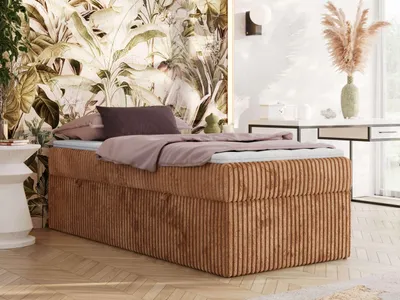 Obrázek produktu pro Kontinentální postel bez čela postele ZERO 90x200 - Středně tvrdé (H3) Multipocket | Oranžová Manšestr - Topper T25