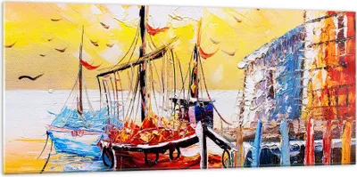 Produktbild von Bilder auf glas - Boot Segel Meer - 120x50cm - Glasbilder - Wandbilder - Kunstdruck - zum Aufhängen bereit - Wanddekoration aus Glas - Glas Bilder - Wandbild auf Glas - Einteilig - GAB120x50-3435