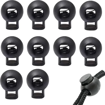 Produktbild von 1-Loch Kordel Stopper, 10 Stück Kordelklemme, bis Ø 5.5 mm Schnurstopper für Jacke, Sportkleidung, Rucksack, Gummikordel Stopper