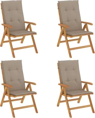 Produktbild von vidaXL Verstellbare Klappstühle mit Kissen, 4-teilig, Massivholz Teak