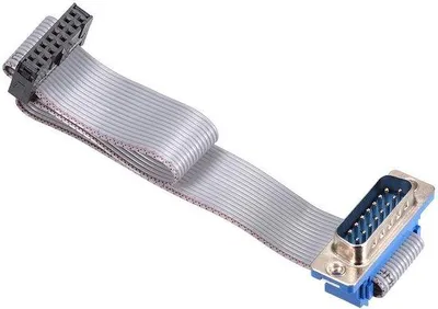 Image de Câble métallique : connecteur mâle DB15 vers connecteur femelle FC16, longueur 20 cm, raccord métallique