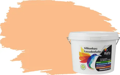 Produktbild von RyFo Colors Silikonharz Fassadenfarbe Lotuseffekt Trend Orangetöne Keramikorange 3l - bunte Fassadenfarbe, weitere Orange Farbtöne und Größen erhältlich, Deckkraft Klasse 1