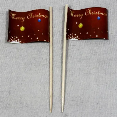 Produktbild von Party-Picker Flagge Weihnachten 3 Merry Christmas Papierfähnchen in Spitzenqualität 25 Stück Beutel