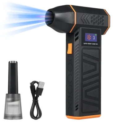 Obrázek produktu pro Compressed Air Duster 110000RPM LCD 3-level Wind Speed and Power Display, Support 30W Fast Charging with Light Brushless Motor for Blow Snow Cleaning Computer Keyboards, Laptops, Car Seats, Curtains, Inflate Air Mattresses and Life Rafts