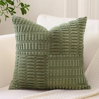 Obrázek produktu pro Pohovka, potah na polštář, vzor proužků, 60x60 cm, olivově zelená, 1 kus