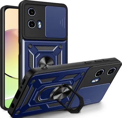 Produktbild von Outdoor Panzer Hülle Motorola Moto G04 G24 E14 Handyhülle mit Kameraschutz Ringhalter Blau