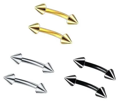 Zdjęcie produktu dla Kolczyki piercing stal chirurgiczna srebrne czarne złote 6 szt