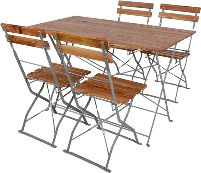 Produktbild von Biergarten Garnitur Klapptisch + 4 Klappstühle klappbar Stahl