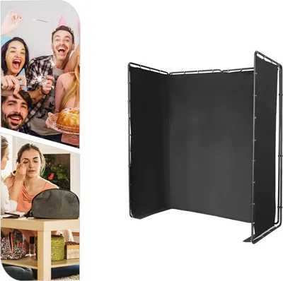 Produktbild von Fotohintergrund - Hintergrundständer - 4 x 2,4 m - Freistehend - Verstellbar - Polyesterstoff - Mit Tragetasche - Schwarz