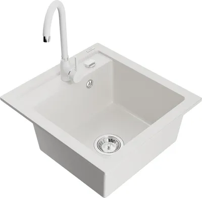 Produktbild von Mexen Vito 1-Becken-Granit-Spüle mit Mischbatterie Telma, Weiß - 6503-20-670200-20