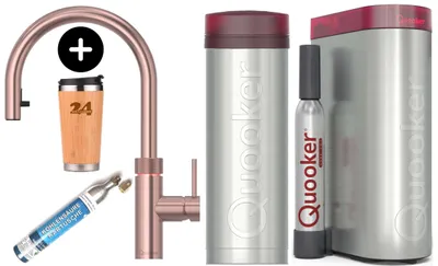 Immagine prodotto di «QUOOKER FLEX con bocca estraibile in rame rosa PVD VAQ PRO3 e CUBE 2 *Il rubinetto che fa tutto! (3XRCOCUBE)» (2 pezzi) Rubinetto per acqua bollente a 100 °C