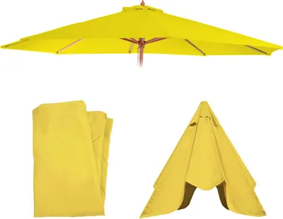 Produktbild von Mendler Sonnenschirm Ersatzbezug Lissabon, gelb, Polyester, Ø 3,5m, 8 Streben, wasser- & schmutzabweisend, UV-Schutz 50