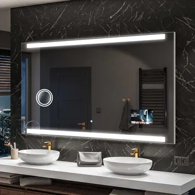 Produktbild von Artforma Badspiegel SMART 150x100 cm - mit LED Beleuchtung - LED Farbe Kaltweiß 7000K - Individuell Nach Maß - Beleuchtet Wandspiegel Lichtspiegel Badezimmerspiegel | Lichtschalter: Touch Schalter |SLED047