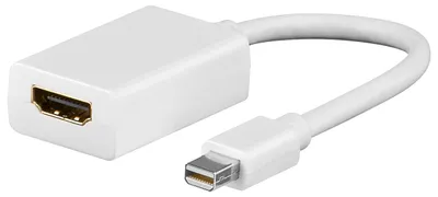 Image de Goobay 51729 Câble adaptateur Mini DisplayPort/HDMI™ 1.1, 0.1 m, blanc - Mini DisplayPort mâle > HDMI™ femelle (type A)