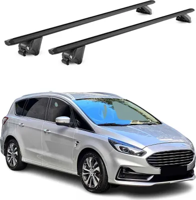 Produktbild von Dachträger Grundtäger für Ford S-Max 2015-2023 100kg Aluminium Schwarz 2 tlg ABE