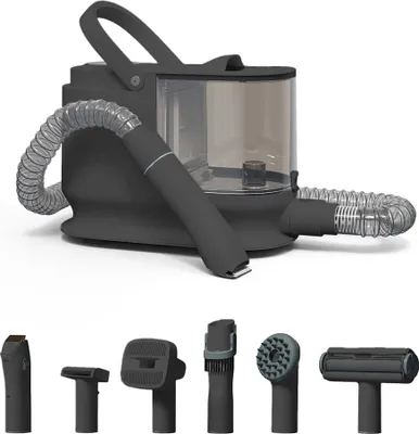 Produktbild von Fudajo pet grooming set black, multifunkčný zastrihávač 6 v 1, zastrihávač chlpov domácich zvierat s vysávačom, balík na starostlivosť o lesklú srsť