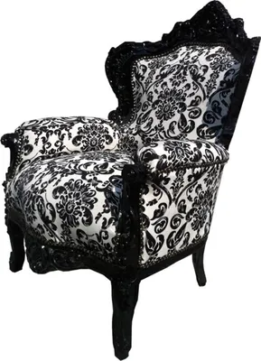 Produktbild von Casa Padrino Barock Sessel King Schwarz / Weiß 85 x 85 x H. 120 cm - Sessel im Antik Stil