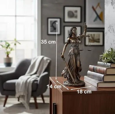 Zdjęcie produktu dla Rzeźba justitia brąz żywica 34 cm do domu biura prezent dla prawnika