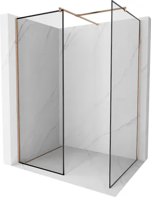 Produktbild von Mexen Kioto Walk-in-Duschwand 80 x 70 cm, schwarzes Muster, gebürstetes Messing - 800-080-202-65-70-070