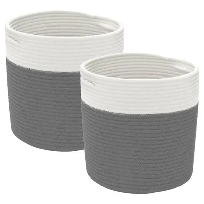 Produktbild von Aufbewahrungskörbe 2 Stk. Grau und Weiß Ø28x28 cm Baumwolle