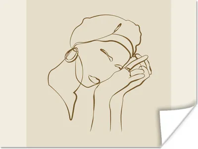 Produktbild von MuchoWow® Poster Frau - Linienkunst - Zitate - Text 120x90 cm - Wandbild