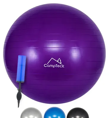 Obrázok produktu pre Gymnastický balón s priemerom 65 cm, fialovej farby, s ručnou pumpou, vhodný na cvičenie a jogu