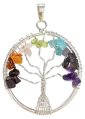 Produktbild von Anhänger Chakra Lebensbaum Messing silberfarben -- 4 cm online bestellen