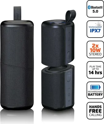 Produktbild von Lenco BTP-400BK - 2 in 1 Bluetooth Lautsprecher - Wasserdicht (IPX7),schwarz