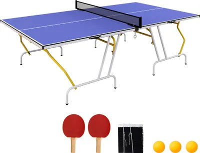 Produktbild von SPORTNOW Tischtennisplatte mit Tischtennisnetz, 2 Schlägern & 3 Bällen, Klappbar