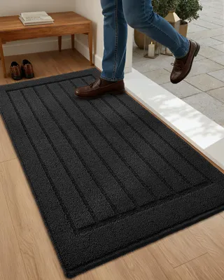 Deurmat 50x120 cm, maschinenwaschbar, schwarz, rechteckig
