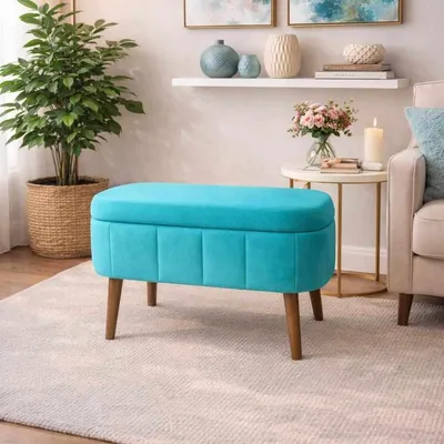 Image de Hanah Home, lot de 3 poufs de haute qualité, couleur turquoise, 100% mélaminé, 60 cm de diamètre | 100% WELLSOFT