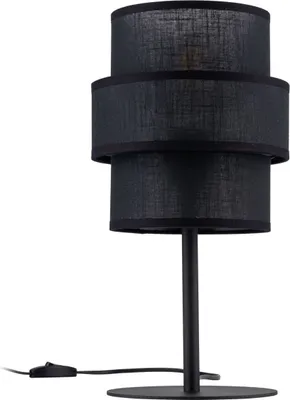 Produktbild von Nachttischleuchte Stoff Metall E27 Ø 20 cm 38 cm Schwarz rund Modern Nachttischlampe