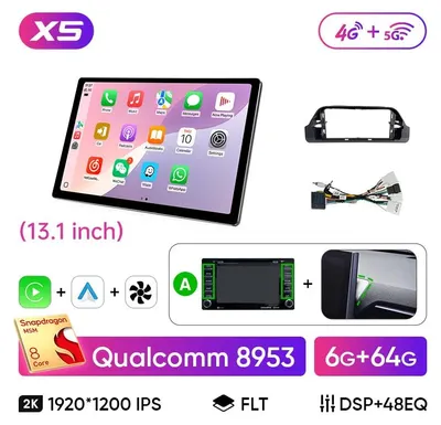 Immagine prodotto di Autoradio da 12,3 pollici con touchscreen 2K, compatibile con CarPlay wireless e Android Auto, processore a 8 core e memoria interna da 64 GB