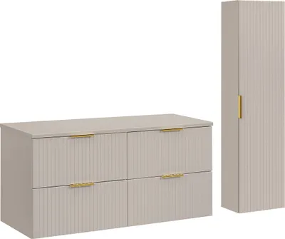 Produktbild von Badmöbel Set mit 120cm Waschtischunterschrank, 2-teilig, in kaschmir, ADELAIDE-56-CASHMERE