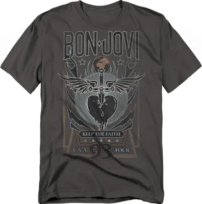 Produktbild von Bon Jovi - "Keep The Faith" T-Shirt für Herren/Damen Uni TV20687 (S) (Holzkohle unifarben)