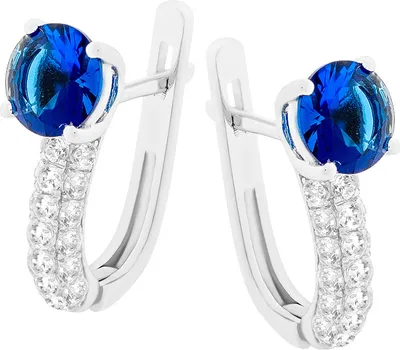 Produktbild von Ohrringe aus 925 Silber mit blauen Glaskristallen und Zirkonia, Silberschmuck
